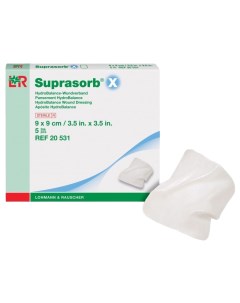 Повязка Супрасорб Х поддерживает гидробаланс раны 9х9см 20531 5 шт ук в упаковке Lohmann & rauscher