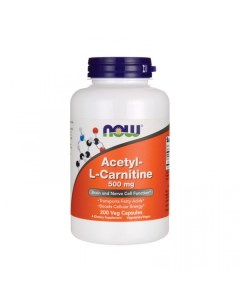 Ацетил L карнитин Acetyl L Carnitine вегетарианские капсулы 500 мг 200 шт Now