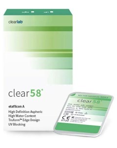 Контактные линзы Clear 58 6 линз R 8 7 2 25 Clearlab