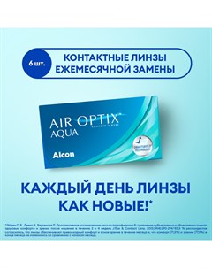 Контактные линзы ALCON Aqua ежемесячные 6 00 8 6 6 шт Air optix