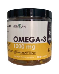 Омега 3 Omega 3 1000 mg 200 гелевых капсул Atletic food
