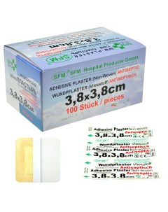 Лейкопластырь бактерицидный 3 8 см х 3 8 см SFM 100 шт Sfm hospital products