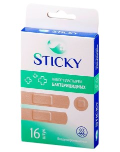 Пластырь бактерицидный текстильная основа набор универсальный 16 шт Sticky