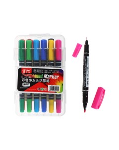 Набор маркеров перманентных 12 цветов двусторонних 0 5 мм 1 0 мм в пластиковом пенале Nobrand