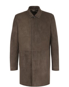 Однобортное замшевое пальто с отложным воротником Loro piana