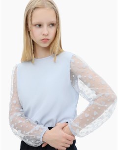 Голубая блузка с прозрачными рукавами для девочки Gloria jeans