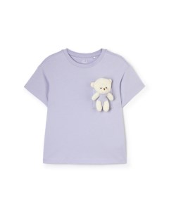 Светло лиловая футболка oversize с нагрудным карманом и игрушкой для девочки Gloria jeans