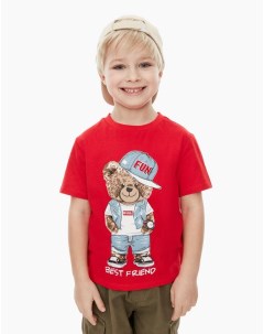Красная футболка Standard с мишкой для мальчика Gloria jeans
