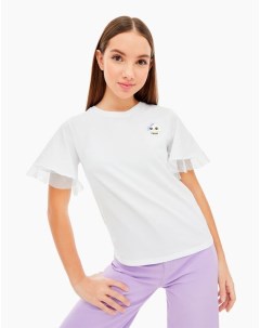 Белая футболка с нашивкой для девочки Gloria jeans
