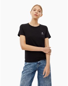 Чёрная футболка с вышивкой Say hello Gloria jeans