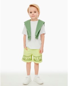 Салатовые спортивные шорты с принтом Summer для мальчика Gloria jeans