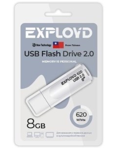 Накопитель USB 2 0 8GB EX 8GB 620 White 620 белый Exployd
