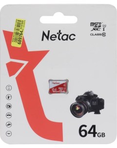 Карта памяти MicroSDXC 64GB NT02P500ECO 064G S P500 Eco Class 10 UHS I без адаптера Netac