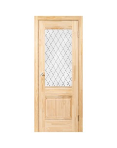 Дверь межкомнатная остекленная с замком и петлями в комплекте Классико 43 70x200 см массив цвет беже Portika
