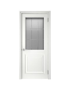 Дверь межкомнатная остекленная с замком и петлями в комплекте Ларго 2 70x200 см эмаль цвет светло се Без бренда