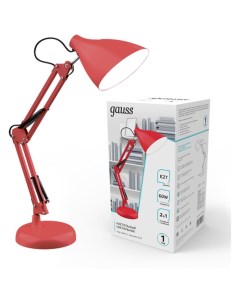 Настольный светильник GTL003 60W E27 красный струбцина и основание Gauss