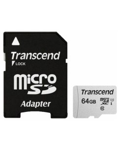 Карта памяти Micro SecureDigital 64Gb class10 UHS 1 TS64GUSD300S A SD адаптер Transcend
