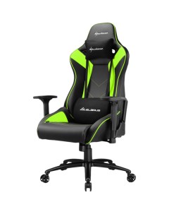 Кресло для геймера Elbrus 3 чёрно зелёное синтетическая кожа регулируемый угол наклона механизм кача Sharkoon