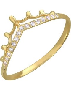 Кольцо Корона с фианитами из желтого золота Эстет