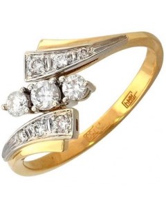 Кольцо с фианитами из комбинированного золота Эстет