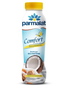 Биойогурт питьевой Comfort мюсли кокос безлактозный 1 5 БЗМЖ 290 г Parmalat