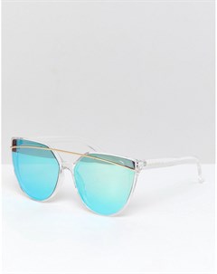 Солнцезащитные очки кошачий глаз с планкой сверху и синими стеклами South beach
