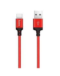 Кабель USB Type C M 2A 1м черный красный 6957531062875 Hoco
