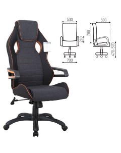 Кресло игровое Techno Pro GM 003 черный серый оранжевый 531813 Brabix