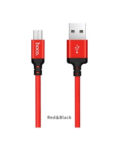 Кабель USB Micro USB 2A 2м черный красный 6957531062912 Hoco