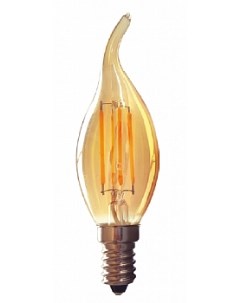 Лампа светодиодная E14 свеча на ветру 5Вт 3000K теплый свет 550лм филаментная BK 14W5CF30 GOLD Bk-люкс