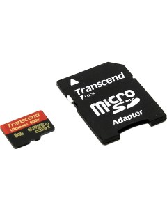 Карта памяти 8Gb microSDHC Class 10 UHS I U1 адаптер Transcend