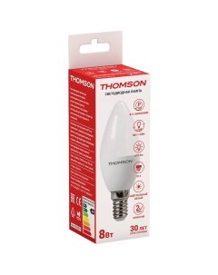 Лампа светодиодная E14 свеча C37 8Вт 4000K белый 670лм TH B2016 Thomson