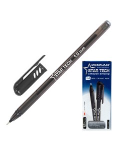 Ручка шариковая STAR TECH черный пластик колпачок коробка 2260 12BLACK Pensan