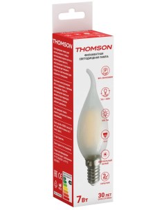 Лампа светодиодная E14 свеча на ветру 7Вт 4500K белый 695лм филаментная Filament TH B2140 Thomson