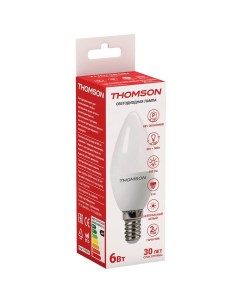 Лампа светодиодная E14 свеча C37 6Вт 4000K белый 500лм TH B2014 Thomson