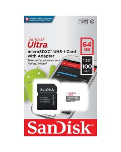 Карта памяти 64Gb SDXC Ultra Class 10 UHS-I U1 + адаптер (SDSQUNR-064G-GN3MA) Sandisk