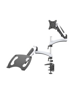 Кронштейн настольный для монитора/ноутбука CS-VM-LH08, 13"-27", VESA 75x75мм-100x100мм, наклонный, поворотный, портрет-альбом, до 8 кг, серебристый (CS-VM-LH08-AL) Cactus