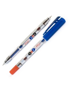 Ручка шариковая 2 IN 1 двусторонняя синий красный пластик колпачок F 1152 Flair