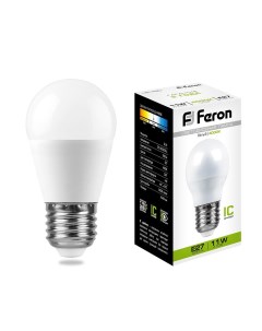Лампа светодиодная E27 шар G45 11Вт 4000K белый 935лм LB 750 Basic 25950 Feron