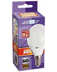 Лампа светодиодная E14 шар G45 11Вт 4000K белый 980лм PLED SP G45 11w E14 4000K POWER 5019270 Jazzway