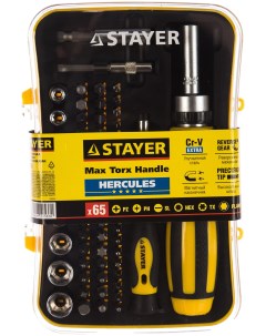 Отвертка с набором бит/насадок Compact-65, предметов в наборе: 65 шт., реверсивная, пластиковый кейс, (25310-H65) Stayer