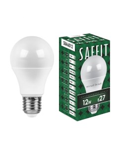 Лампа светодиодная E27 груша A60 12Вт 2700K теплый свет 1100лм SBA6012 55007 Saffit