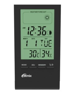 Метеостанция температура в помещении влажность в помещении черный CAT 040 Ritmix