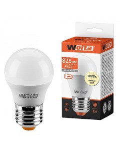 Лампа светодиодная E27 шар G45 10Вт 3000K теплый свет 825лм standart 25Y45GL10E27 Wolta