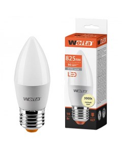 Лампа светодиодная E27 свеча C37 10Вт 3000K теплый свет 825лм standart 25YC10E27 Wolta