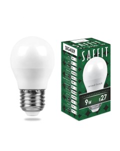 Лампа светодиодная E27 шар G45 9Вт 2700K теплый свет 810лм SBG4509 55082 Saffit