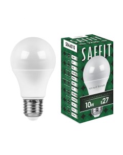Лампа светодиодная E27 груша A60 10Вт 2700K теплый свет 800лм SBA6010 55004 Saffit