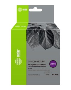 Картридж струйный Cactus CS-LC3619XLBK (LC-3619XLBK), черный, совместимый, 68 мл, для Brother MFC-J2330DW/J2730DW/J3530DW/J3930DW