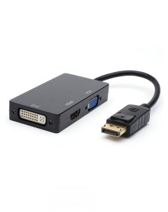 Кабель переходник адаптер DisplayPort 20M HDMI F VGA F DVI F экранированный 10 см черный AT6854 AT68 Atcom