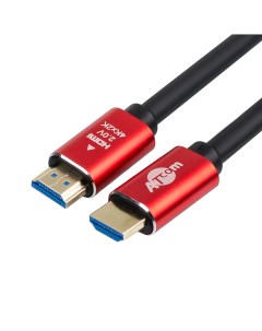 Кабель HDMI 19M HDMI 19M v2 0 4K экранированный 1 м черный красный AT5940 AT5940 Atcom